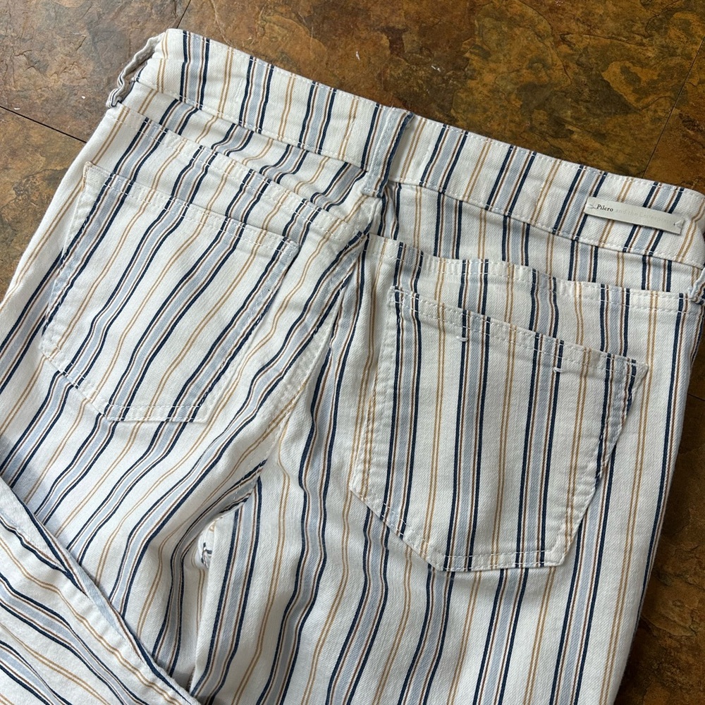 Pilcro and the Letterpress for Anthropologie Cropped Blue and Tan Striped Jeans - Picture 8 of 8